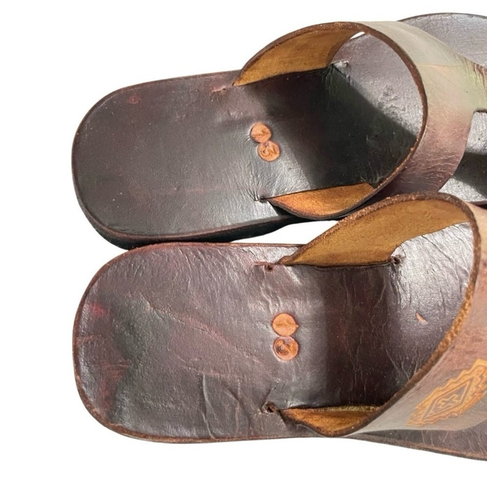 Kids Unisex Leather Sandals Size 13 | Handmade in India | Brown Slip-On - Picture 7 of 10
